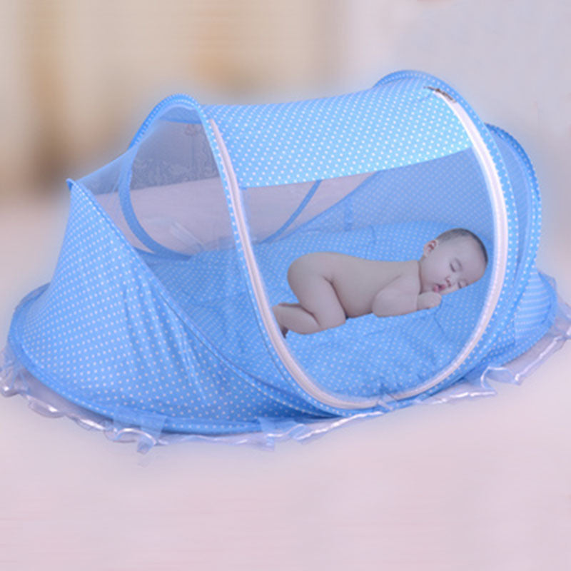 Foldable Baby Bed with Mosquito Net & Pillow (2-Piece Set)