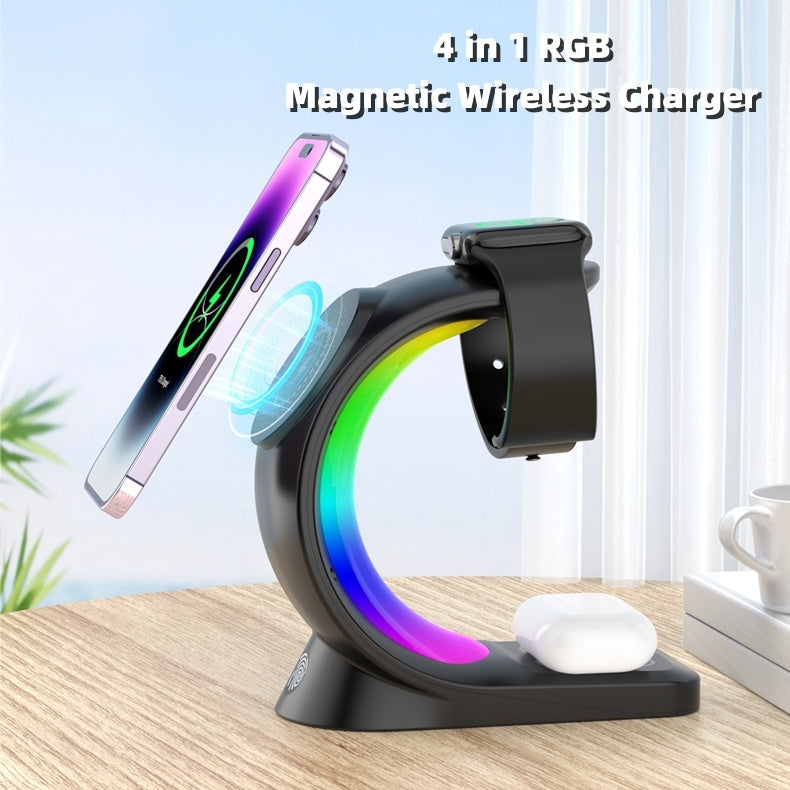 4-in-1 Magnetic Wireless Charging Station with Ambient Light