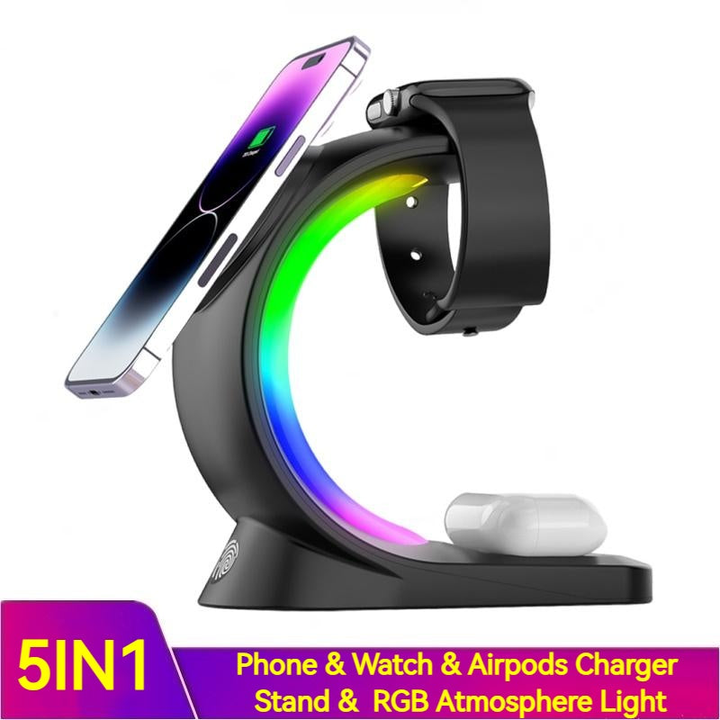 4-in-1 Magnetic Wireless Charging Station with Ambient Light